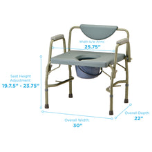 Load image into Gallery viewer, Heavy Duty Commode with Drop-Arm & Extra Wide Seat (ITEM # 8583)