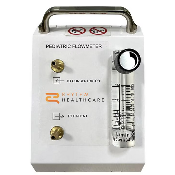 Pediatric oxygen flowmeter with tabletop stand