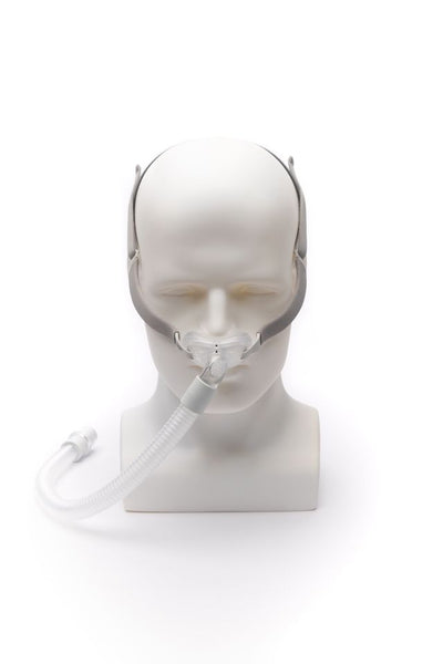 Front view of Inogen Aurora P1 nasal pillows CPAP mask