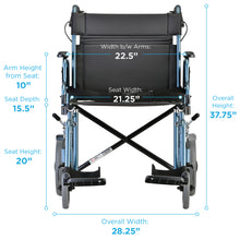 Load image into Gallery viewer, NOVA HD 22″ Transport Chair with 12″ Rear Wheels
